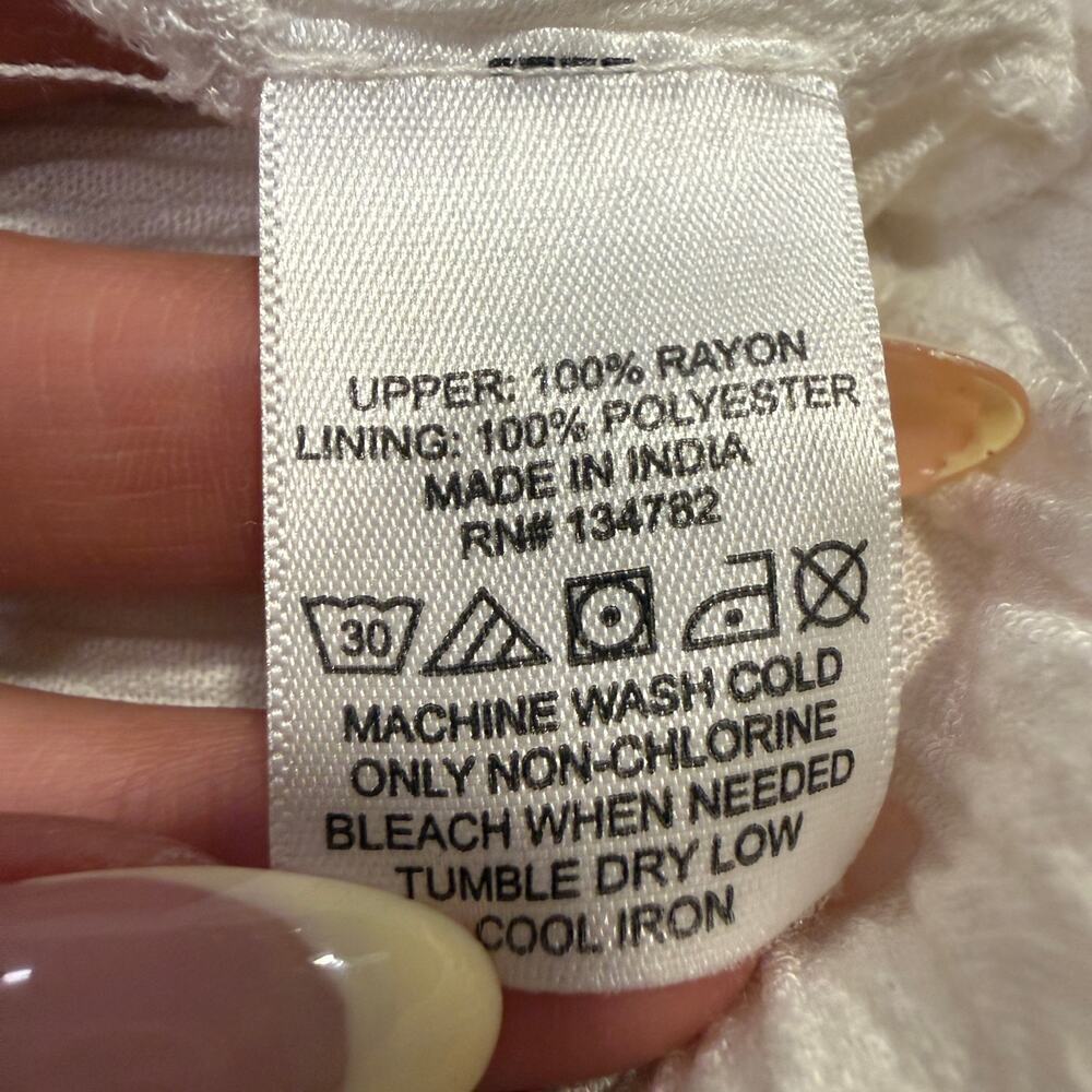 Hint of Blush White Maxi Dress XL Colorful Pom Pom Trim Boho Resort Beach Summer - Picture 7 of 8